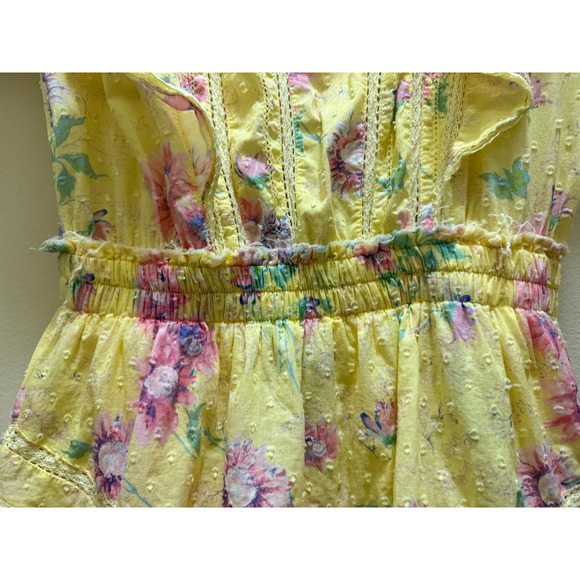 Loveshackfancy Natasha Yellow Floral Ruffle Mini Dress - S Whimsy Cottage Garden - Picture 4 of 10